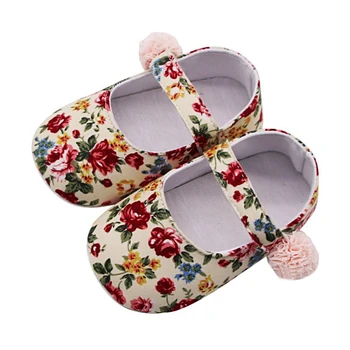 

Newborn Baby Prewalker Soft Bottom First Walkers Anti-slip Shoes Footwear Princess Floral Infant Girl shoe Crib Mary Jane Shoes
