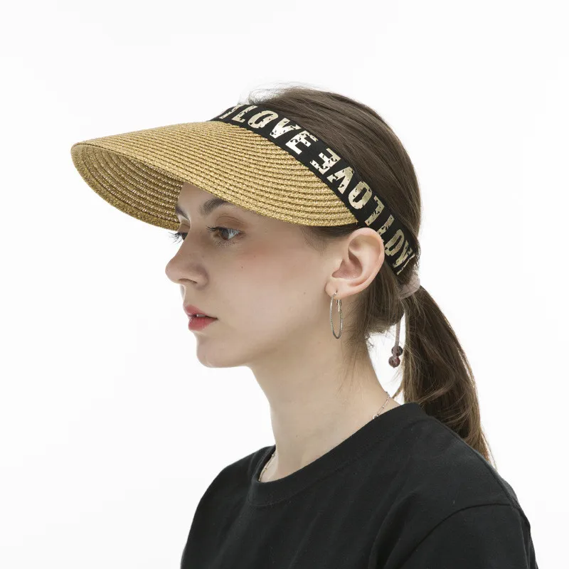 

Women Summer Hat 2019 Outdoor Sport Wide Brim Empty Top Hat Beach Straw Shade Elegante Sun Visor Tenis Feminino Panama Hat Cap