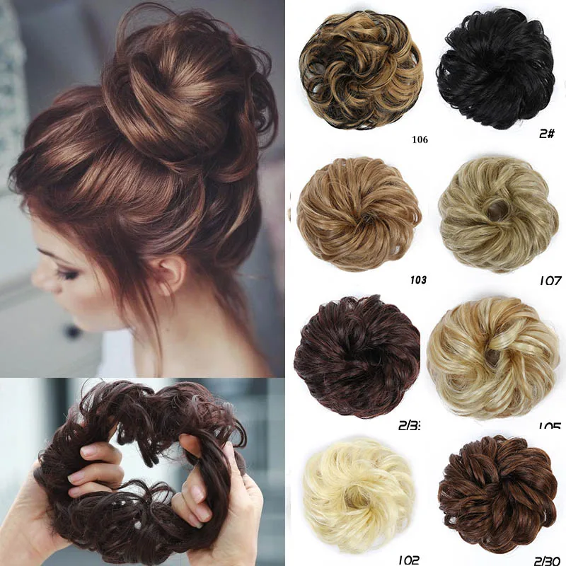 Mumupi Hair Extensions Wavy Curly Messy Hair Bun Extensions Donut