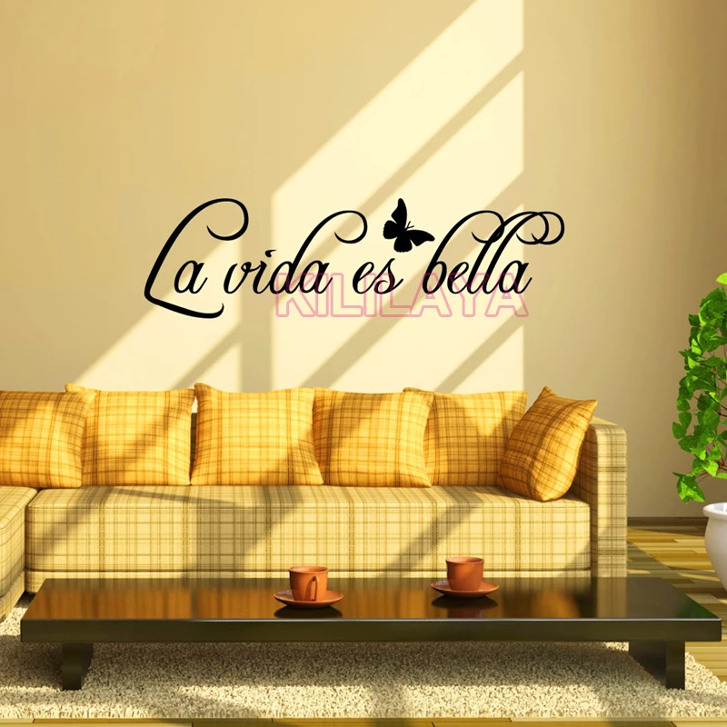 Vinyl Wall Stickers Spanish Quotes La Vida Es Bella Wall Decals Art Sticker Home Decor For Kids Living Room Hosue Decoration Decorative Sticker Paper Stickers Coinsticker Collecting Aliexpress