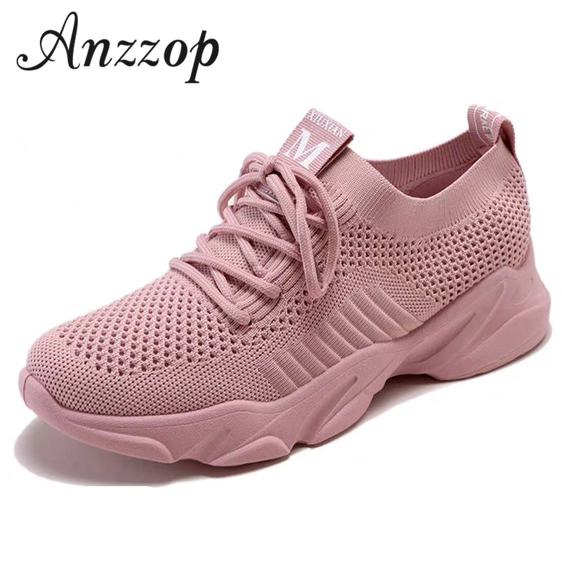 

2019 spring new women's shoes flat casual trend flying woven fashion net red high quality breathable sports running shoes
