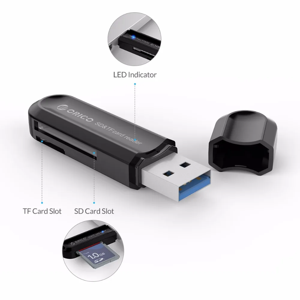 Кардридер ORICO USB 3 0 TF/SD мини кардридер C с поддержкой SD/TF многофункциональным
