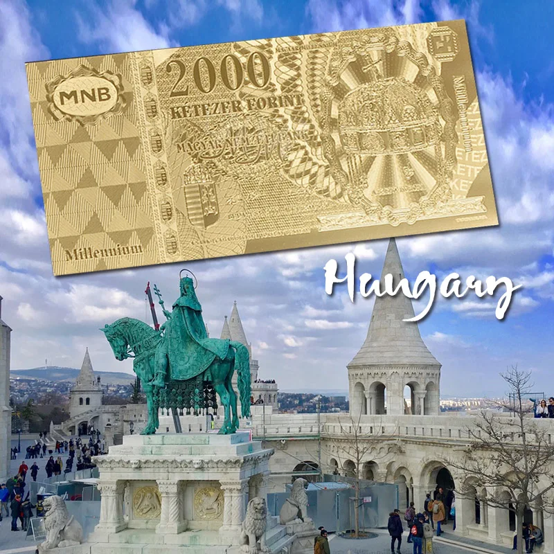 

New Arrive Hungary 2000 Forint Gold Foil Banknote Gold Painted Note Collection