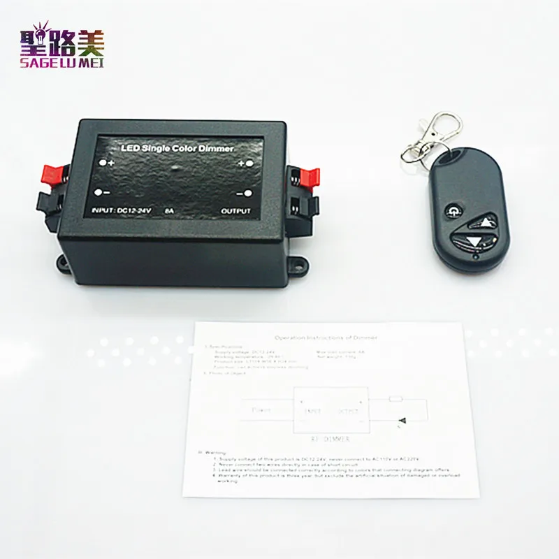 

Free Shipping 1 pcs DC12V-24V 8A RF Wireless Remote Controller LED single color Dimmer for 2835 3825 5050 5630 led tape ribbon