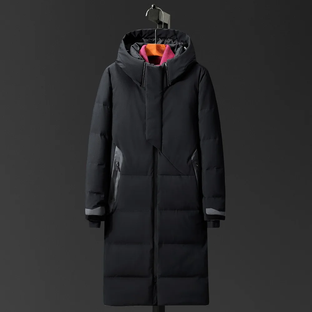 

Snow Overcoat X-Long Down Jacket Thicken Warm Windproof Russia Winter Jacket Men Hat doudoune homme Brand Down Coat -40 Degree