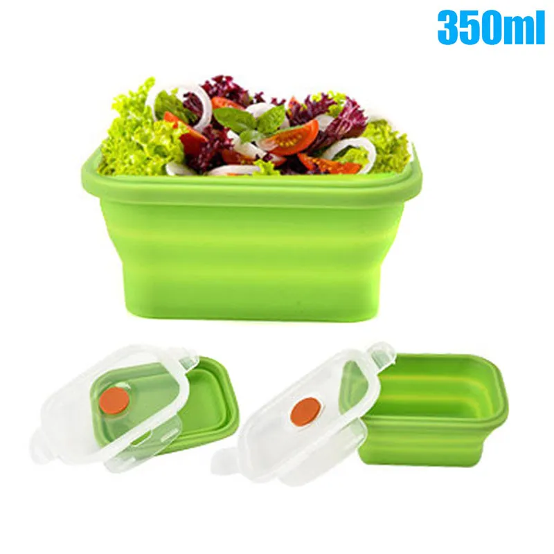 Portátil de alta calidad de silicona plegable caja de Bento almuerzo de contenedor de almacenamiento de alimentos cajas deportes al aire libre Camping juego de vajilla
