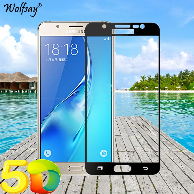 Закаленное стекло Wolfsay 5D с полной проклейкой для Samsung Galaxy J7 2016 защитная пленка