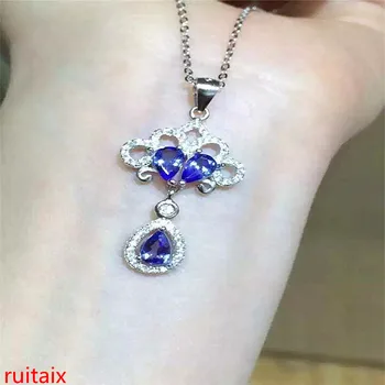 

KJJEAXCMY boutique jewels 925 sterling silver inlaid with natural stone tanzanite necklace set chain jewelry gem.aeret QWAS