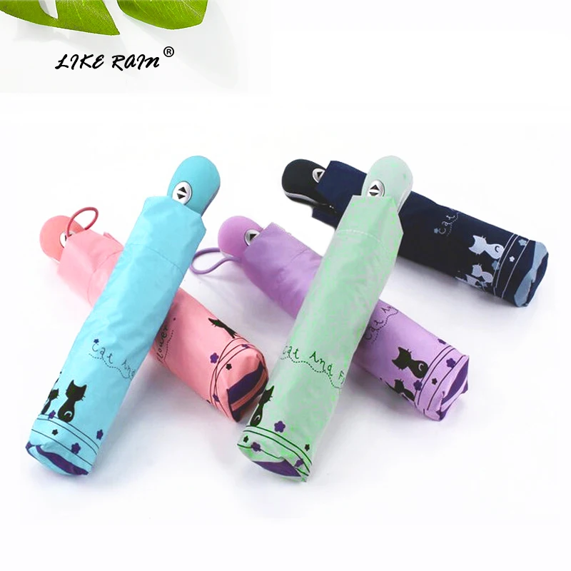 Cena Jak deszcz słodki kociak kobiety Parasol kreatywny kreskówka dziewczyna Parasol automatyczny deszcz kobiety trzy składane kieszonka podróżna Parasol UBY29