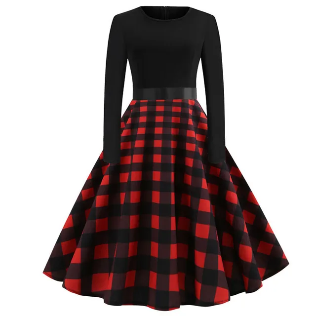 red black plaid dress