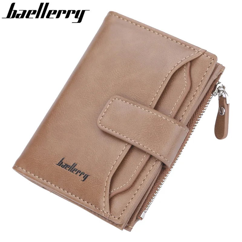 

New Fashion Men Wallet Short Design Removable Card Holder Male Driving License Slot Leather Purse Solid Zipper Coin Pocket