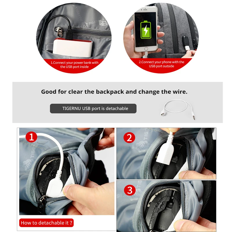  2019 Anti-theft Backpack USB Charging Laptop Backpack 15.6 inch Notebook Women Men School Bag For T