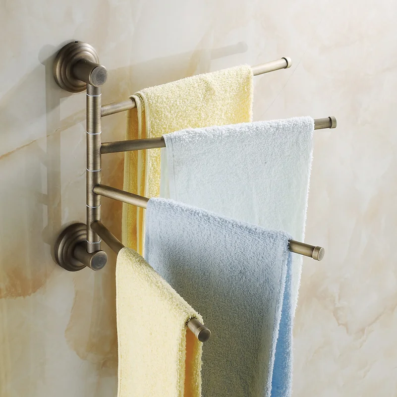 

Antique Brush Copper Towel Bar Luxury Bronze Wall Mounted Four Layers Towel Rack Towel Holder Towel Shelf Bathroom Accessories