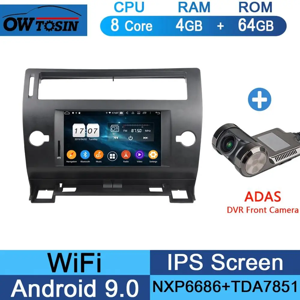 " ips 8Core 4G+ 64G Android 9,0 Автомобильный DVD Радио gps для Citroen C4 Quatre Триумф 2004 2005 2006 2007 2008 2009-2012 DSP CarPlay - Цвет: 64G Adas Camera