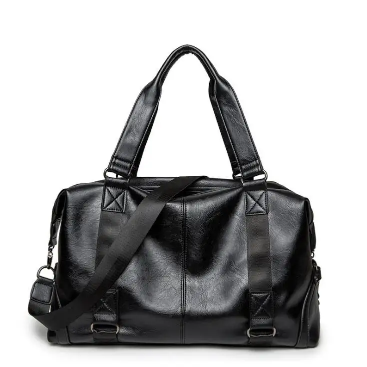 Brand High Quality PU leather Men's Travel Bags Black Bucket Handbags