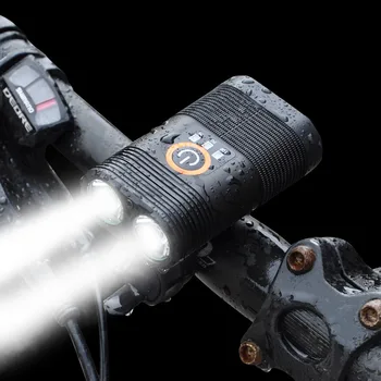 

USB Cycling Headlight 2x XM-L T6 LED Bicycle Bike Light Rechargeable 18650 Battery with Rear Xlite100 Taillight