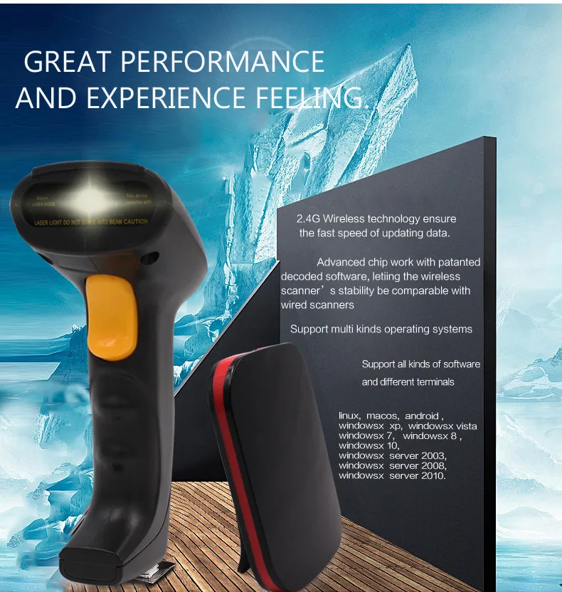 Scanner a Laser sem Fio Armazenamento Wireless Wired Yk-w930 Barcode 2.4g Laser Bar Code Reader Frete Grátis - 1d 16 China laser barcode scanner Suppliers