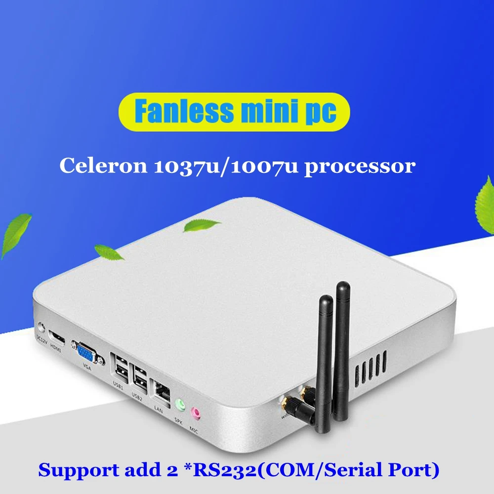 Безвентиляторный микро ПК Intel Celeron 1007U1037U двухъядерный 1 5 ГГц Barebone мини настольный