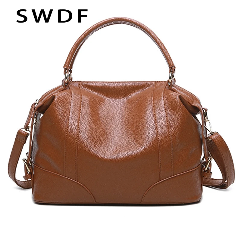 SWDF New Style Vintage Women&#39;s Handbags 4 Colors PU Leather Candy Shoulder Bags Ladies Totes ...