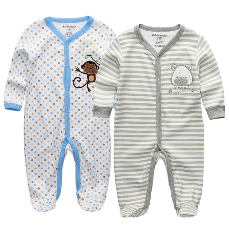 2 pieces/lots Newborn Footie Baby girl boy clothes long sleeve Cotton print New born Roupas de bebe pajamas 0-12 months