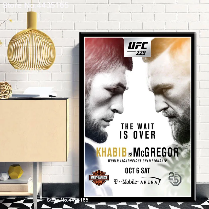 Постеры и принты Конор Макгрегор против Хабиба нурмагомедова UFC 229 Бойцовский постер на холсте настенная живопись для украшения дома - Цвет: Цвет: желтый