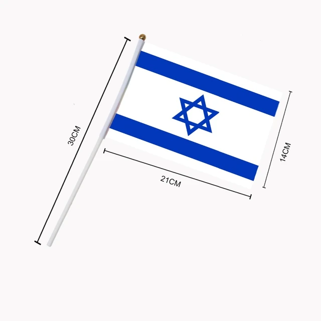 Petit drapeau d'Israël avec mâts en plastique, drapeaux agitateurs
