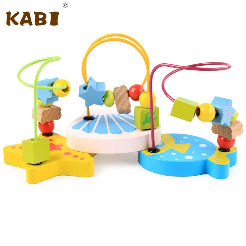 Colorful Wooden Toddler Baby Around Beads Kids Toys Funny Toy Mini Around Beads Educational Toy