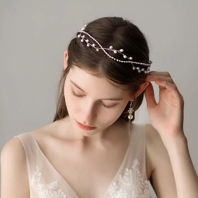 

Simple Pearl Beads Bridal Headband Wedding Hair Accessories Hair Jewelry R Hairband Headpiece For Girls Ornament
