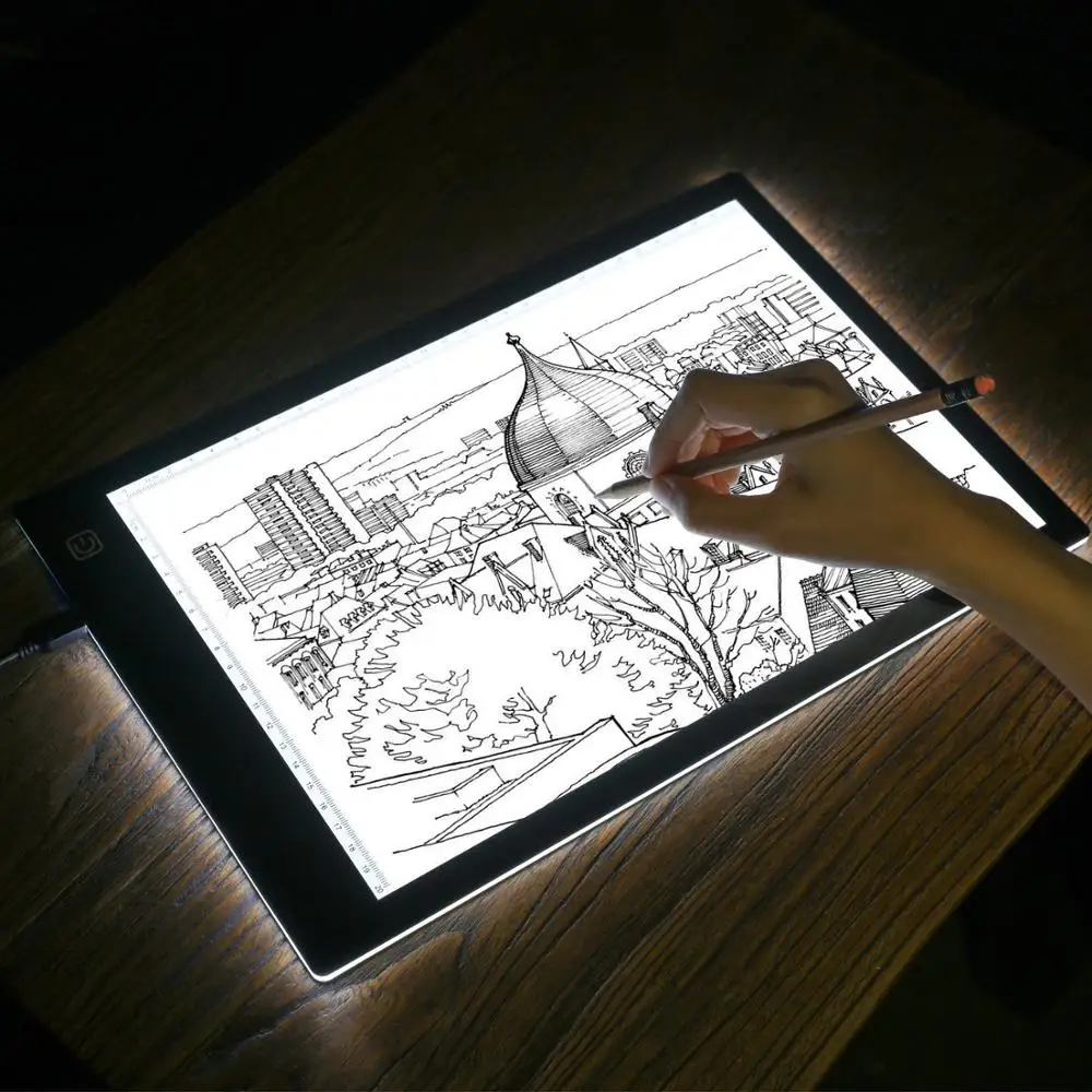 

A4 Tracing Light Pad With Scale Led Screen Writing Painting Digital Drawing Light Box Copy Tablet USB Cable 3 Level Brightness