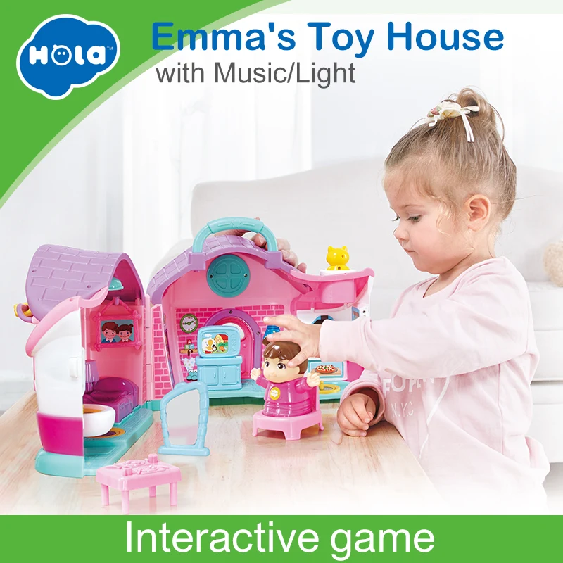

HOLA 3128B Families House Princess Dollhouse Diy Villa Castle With Furnitures Simulation Dream Girl Toy House for 3 Years