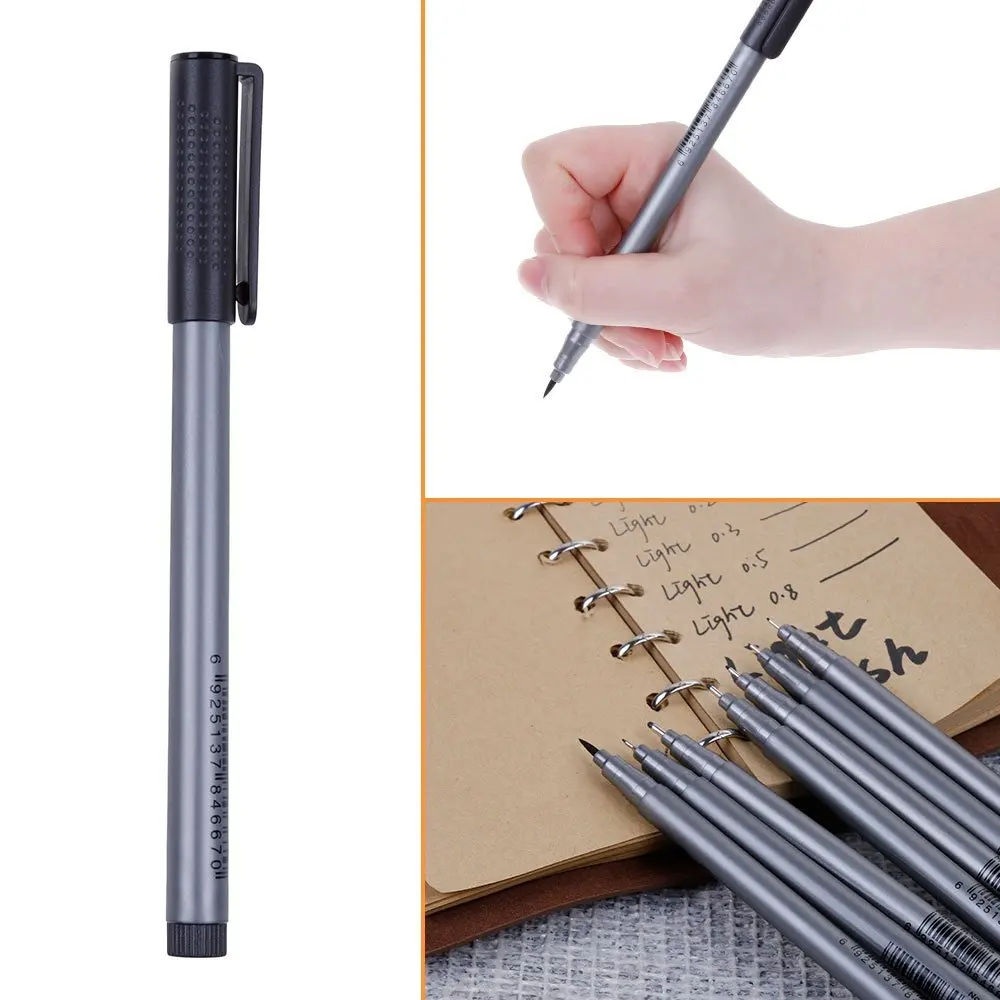 Online STA 9 teile los Schwarz Unterschiedlicher Größe Pinsel Marker Auf Wasserbasis Pigment Liner Dreieckige Fineliner Stifte für Kunst Lieferungen Schreibwaren