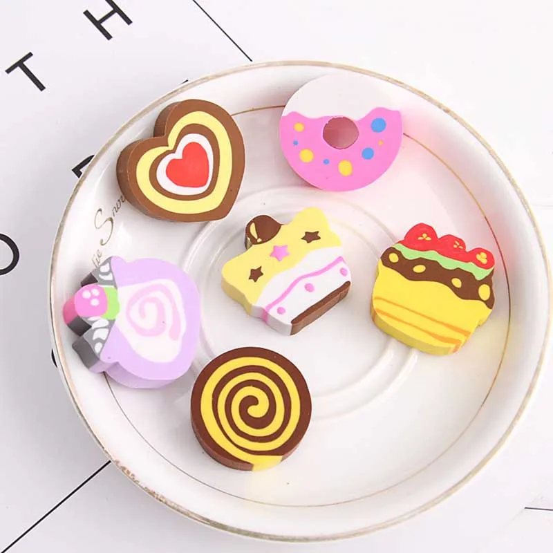 6pcs New Cartoon Eraser Kindergarten Eraser Cute Little Prize Primary