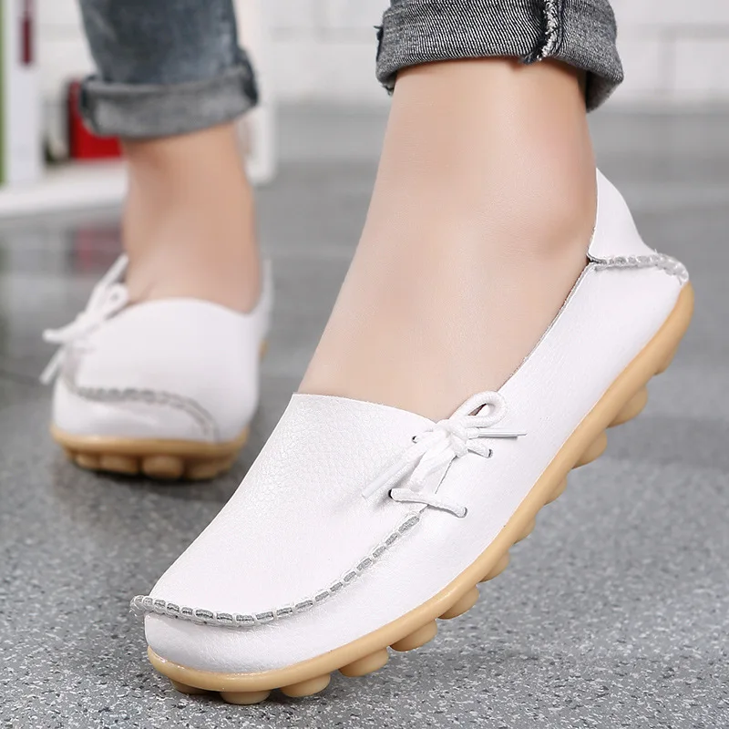 

Women Real Leather Shoes Moccasins Mother Loafers Soft Leisure Flats Female Driving Ballet Footwear size 34-44