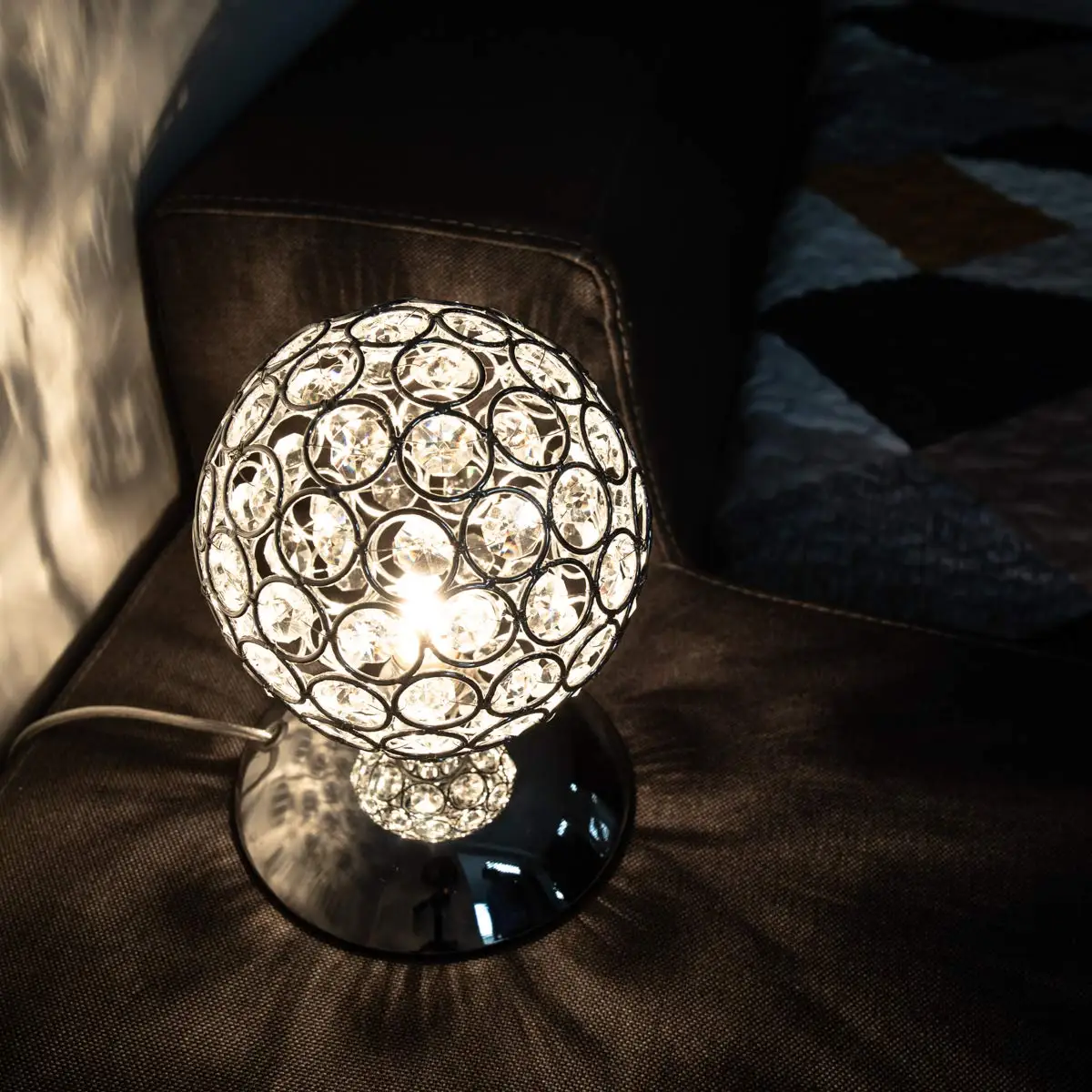 K5 Modern Crystal Table Lamp Night Light Touch Dimmable Led Table Lamp Touch Sensor Bedside Lamp