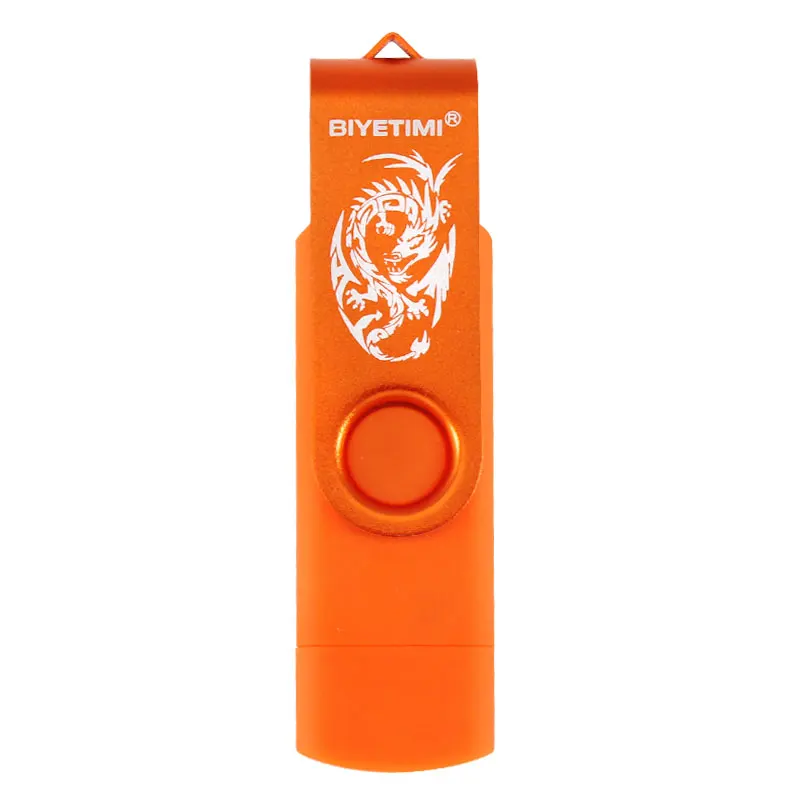 USB флеш-накопитель Biyetimi dragon 4GB 8GB 16GB 32GB 64GB Corlorful OTG Phone Daul Pen Drive Memory USB Stick Флешка флеш-накопитель - Цвет: Orange