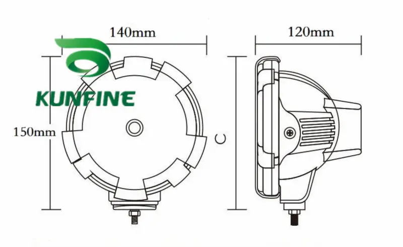 4 inch HID Driving Light  KF-K5004 size