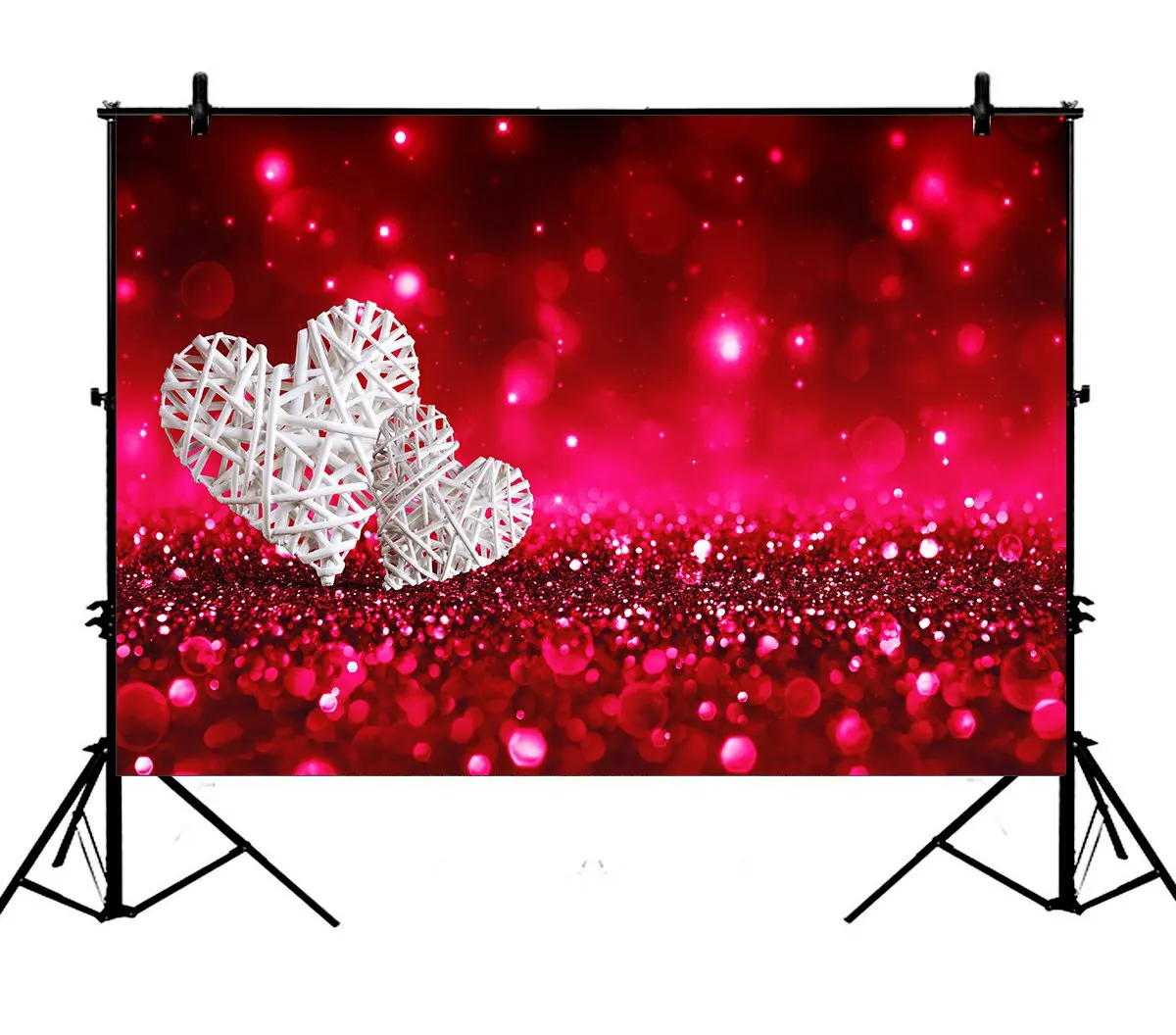 

5x7ft Valentine Day White Love Glitter Bokeh Polyester Photo Background Portrait Backdrop