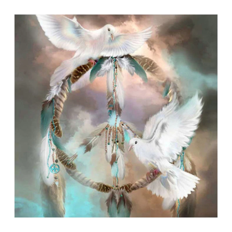 Dream catcher & pigeon DIY 5D Diamond Embroidery Crystals Diamond Mosaic Round Rhinestones Diamond Painting Cross Stitch (2)