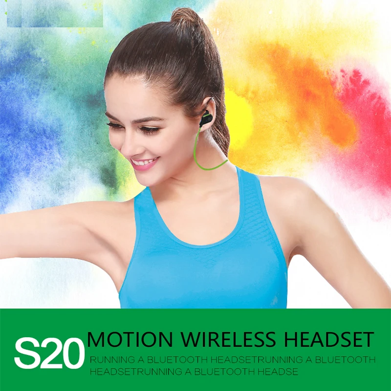 Bluetooth наушники спортивные беговые беспроводные бинауральные стерео S20 с