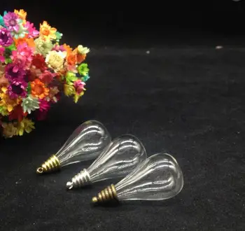 

50sets 30*18mm clear Flat bottom vase shape glass bubble vial & cap DIY glass bottle pendant glass vial necklace pendant jewelry