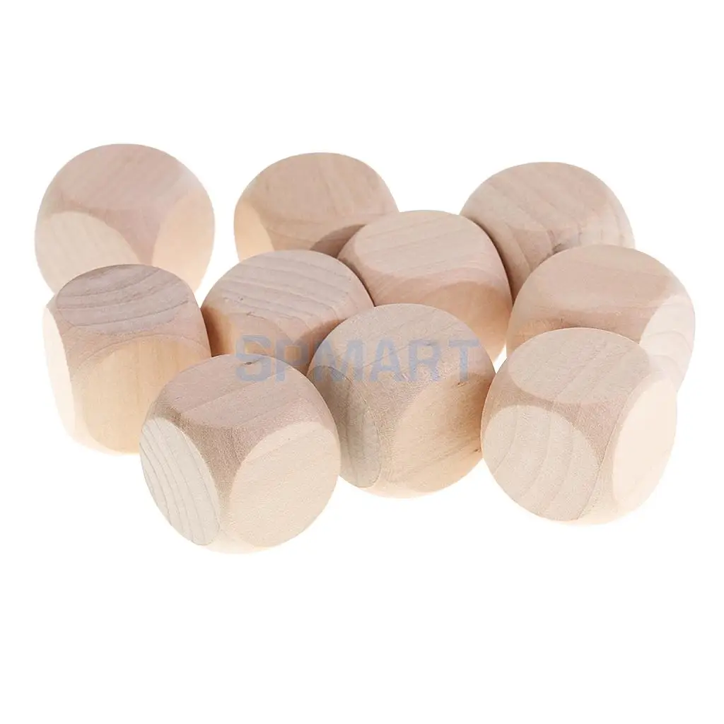 10PCS Blank Wooden Dice 3cm for Baby Blocks Baby Shower DIY Crafts Carving