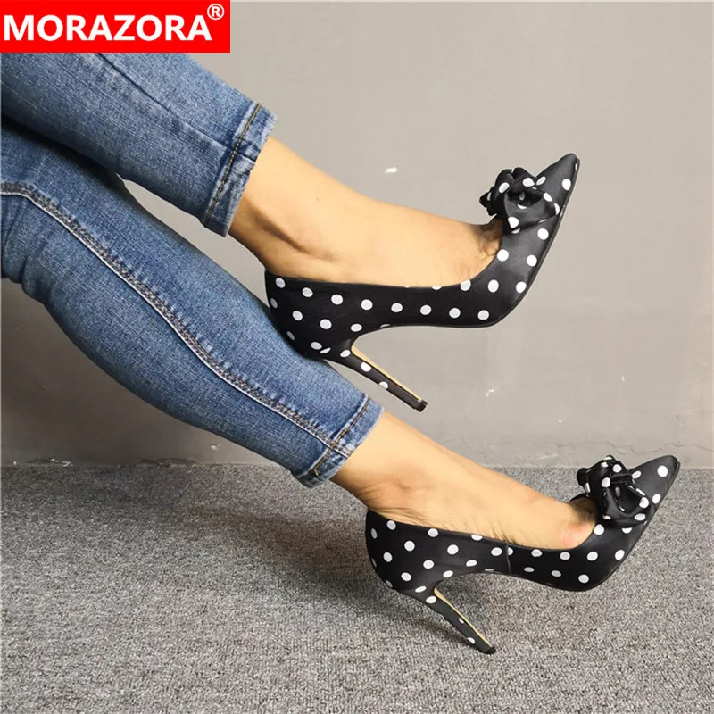 

MORAZORA 2019 large size 47 women pumps silk sexy thin high heels single shoes spring summer fashion party wedding shoes woman