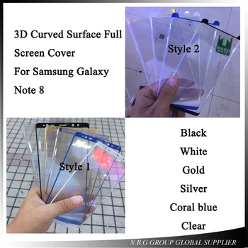 

100cs/lot by DHL For Samsung Galaxy Note 8 3D Curved Surface Full Screen Cover Explosion-proof Tempered Glass Full Cover Film