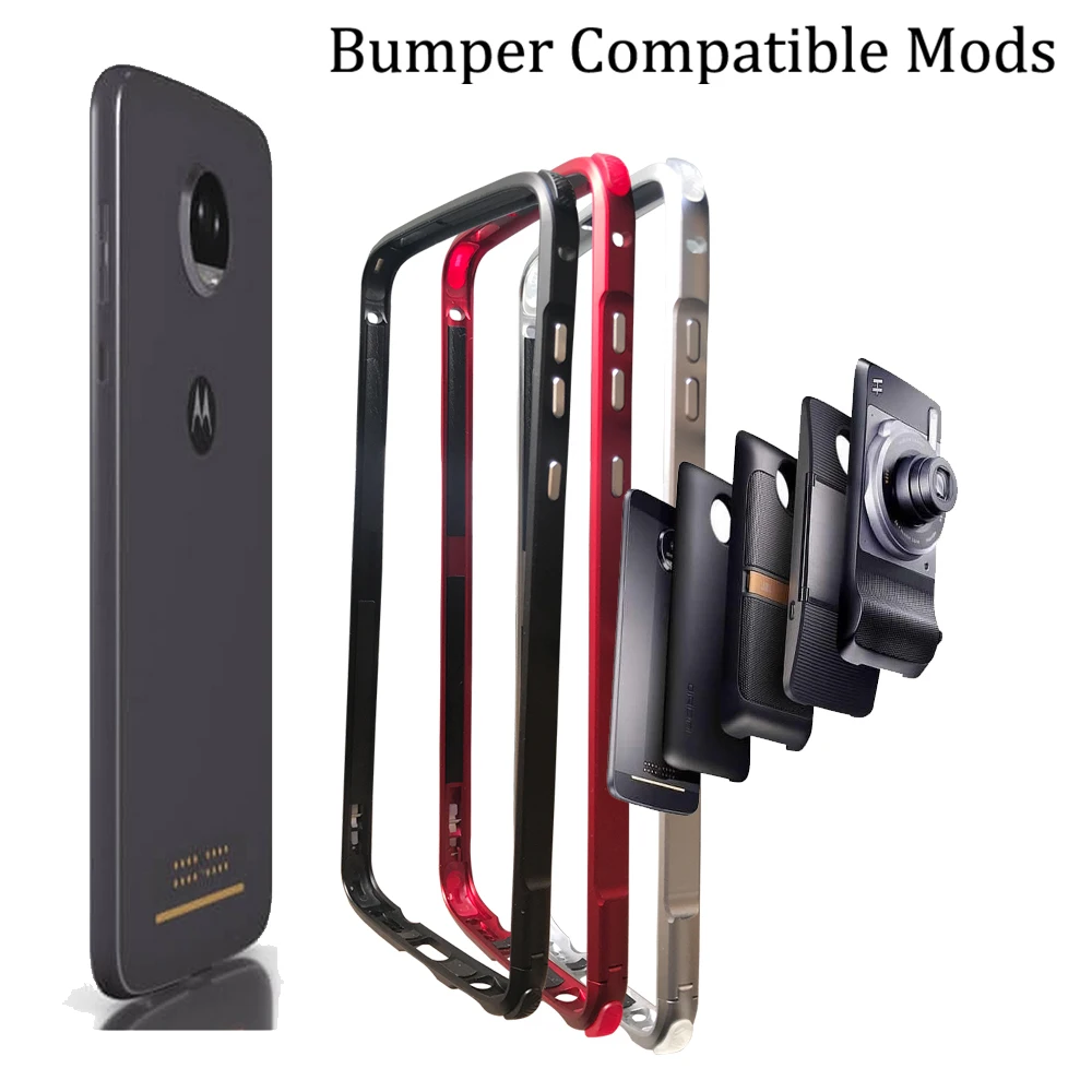 Online Funda de parachoques para moto Z4 Compatible con moto Mods cubierta de marco de Metal de aluminio a prueba de golpes para motorola Z4
