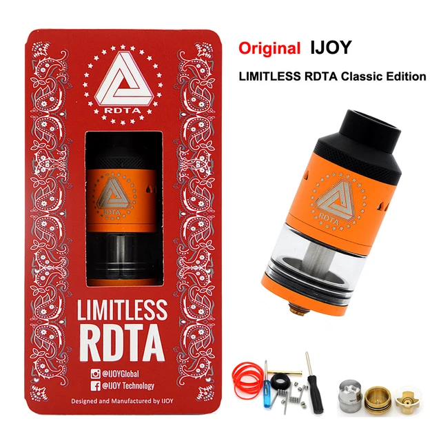 Оригинал Ijoy БЕЗГРАНИЧНЫЕ RDTA Classic Edition 6.9 мл Инновационные Стороны Заполнить бак 25 MMwith предварительно установленной postless палубе Распылителя