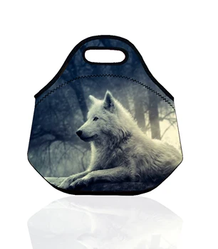 

Cute Wolf Portable Insulated Storage Bag Thermal Food Picnic Lunch Bags for Women kids Men Animal Lunch Box Bag bolsa termica