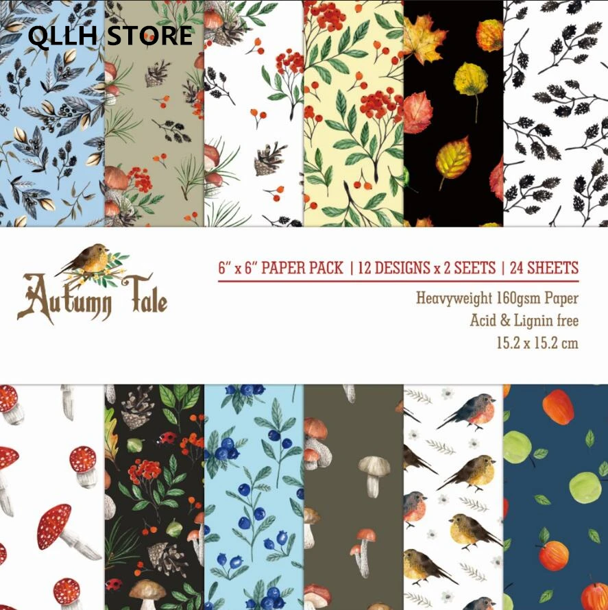 

Autumn tale Scrapbooking paper pack of 24 sheets handmade craft paper craft Background pad P22