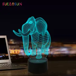 Lampe LED 3D en forme d'éléphant, luminaire décoratif d'intérieur, 7 couleurs, idéal pour dormir entre amis, nouveauté, cadeau 