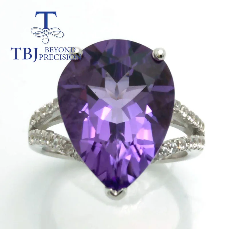 TBJ ,big size of natural brazil amethyst pe12*16 gemstone ring in 925 sterling silver jewelry,Big ring for ladies with gift box TBJ ,big size of natural brazil amethyst pe12*16 gemstone ring in 925 sterling silver jewelry,Big ring for ladies with gift box