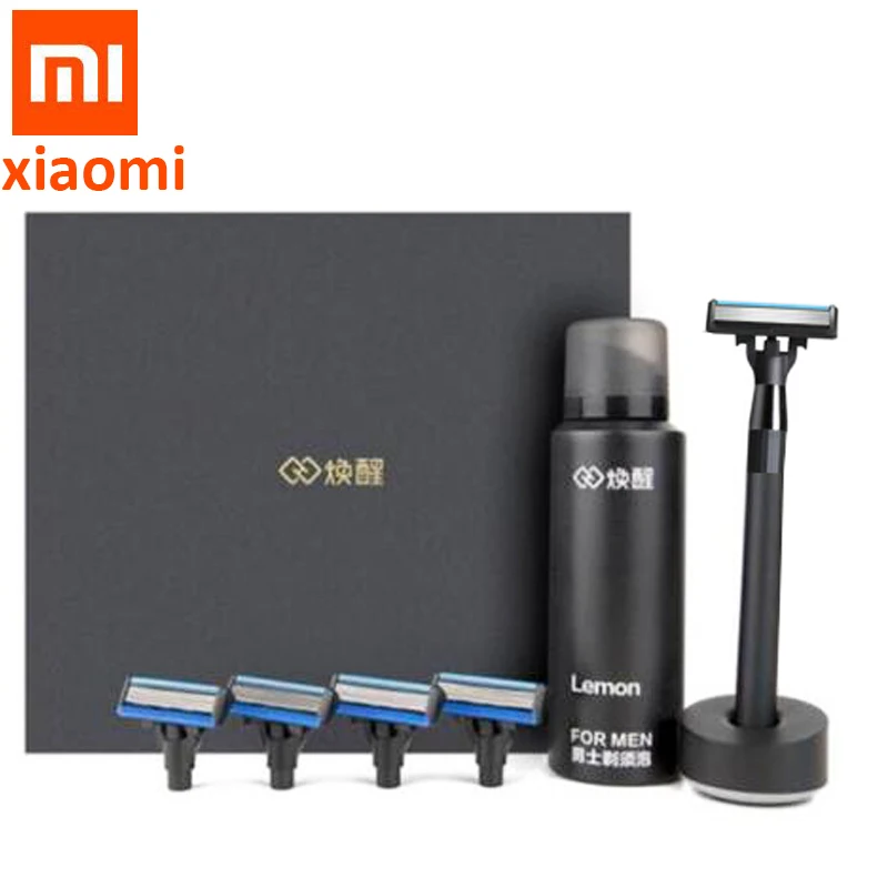 

New Xiaomi Men Razor 3 in 1 set German importing Shaving head lemon Shaving bubbles high quality